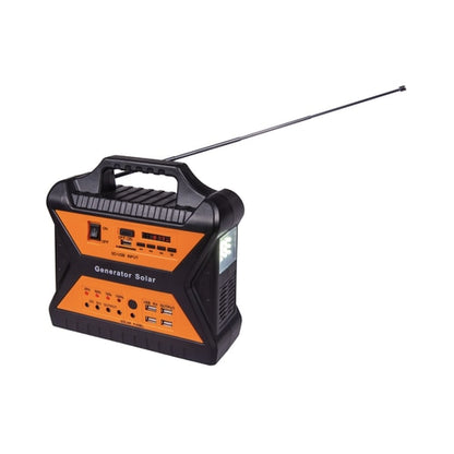 Sistem fotovoltaic 12V, 7Ah, 10W, 4 becuri LED de 3W, SD, UBS, functie Bluetooth, radio FM si AM, 4 porturi de USB
