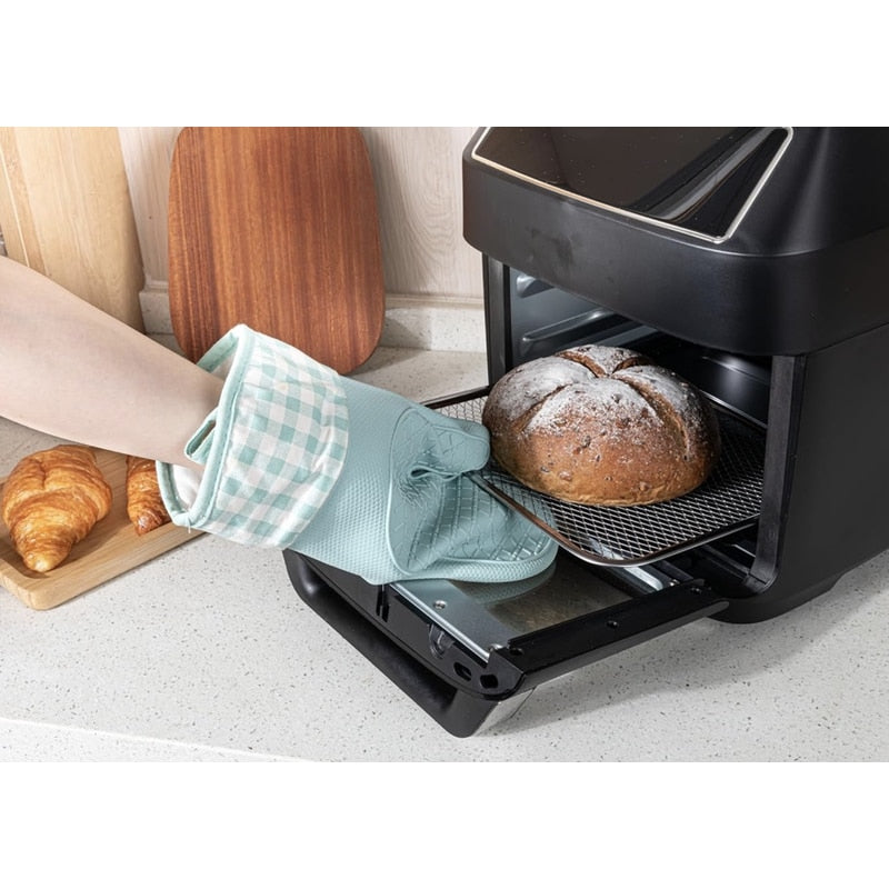 Friteuza cu aer cald NETERRA, 9 in 1, air fryer multifunctional gatit rapid, sanatos, aer fierbinte, 1800 W, 12 l, carne, legumelor, pizza, snackuri si deserturi, 9 functii gatire, 36 x 33 x 35 cm