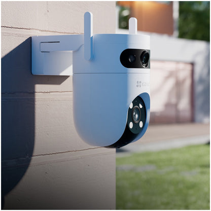 Camera de supraveghere exterior Ezviz H9c Dual, 5+5MP, 3K, Iluminare Duala, Alarma Acustica si Optica, Auto Tracking, card MicroSD pana la 512 GB si stocare in Ezviz CloudPlay, microfon, detectarea formei umane/vehiculului cu ajutorul AI