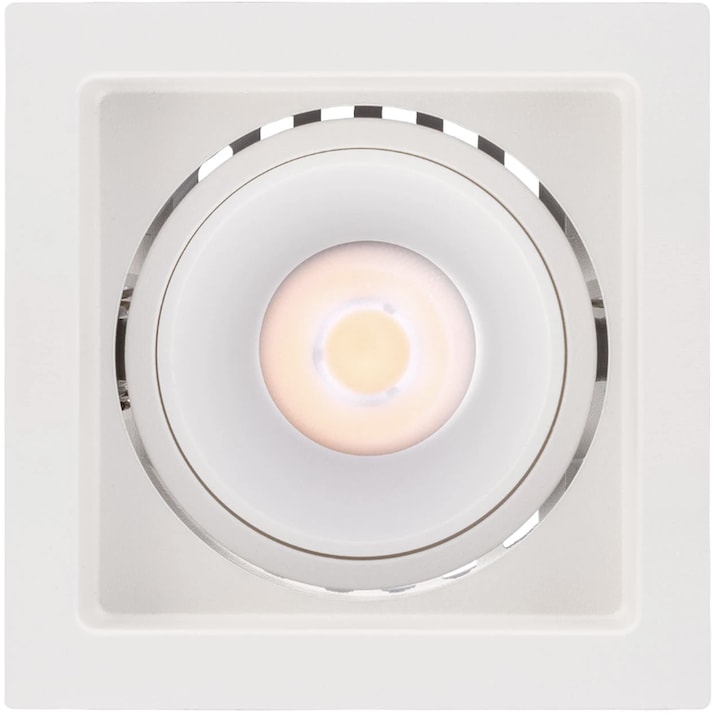 Spot incastrat, alb, 12W, 1100 lm, lumina neutra, 4000K, patrat, IP 20, adancime 6.7 cm, latura 8.4 cm, 20.000 ore, usor de montat, 220V