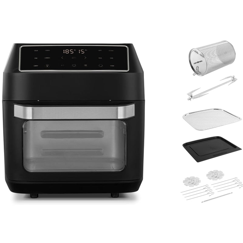 Friteuza cu aer cald NETERRA, 9 in 1, air fryer multifunctional gatit rapid, sanatos, aer fierbinte, 1800 W, 12 l, carne, legumelor, pizza, snackuri si deserturi, 9 functii gatire, 36 x 33 x 35 cm