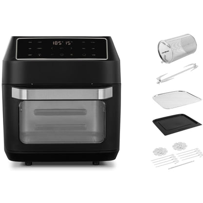 Friteuza cu aer cald NETERRA, 9 in 1, air fryer multifunctional gatit rapid, sanatos, aer fierbinte, 1800 W, 12 l, carne, legumelor, pizza, snackuri si deserturi, 9 functii gatire, 36 x 33 x 35 cm