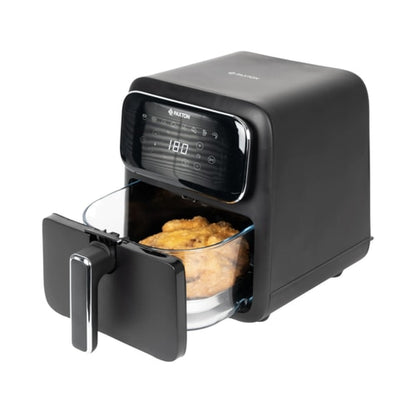 Friteuza cu aer cald, airfryer, Paxton, 1400 W, 4 litri, 8 programe, timer, afisaj digital tactil, termostat reglabil, interval temperatura de la 80 la 200 grade, negru, 5 kg, 1m