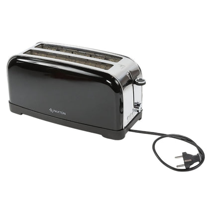 Prajitor de paine Paxton, 1500 W, 4 felii, 7 trepte de rumenire, functie dezghetare, reincalzire, anulare, de ridicare felii, tava pentru firimituri detasabila, negru + argintiu, 1.6 kg, 230 V