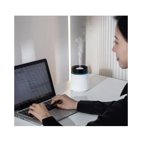Difuzor aromaterapie ultrasonic H10, alb, 0.15 litri, lumina ambientala, 220V, 400 g, indicator LED, recomandata: dormitor, living, birou, oprire automat