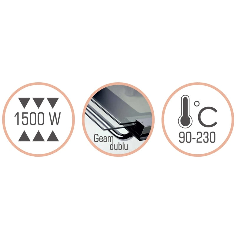 Cuptor electric Albatros, 28 litri, 1500 W, 4 programe, timer, functie Stay On, geam dublu, negru, model compact, 230 grade max, 6.2 kg, 230V, 31 x 48.5 x 37.5 cm, include gratar inox, tava