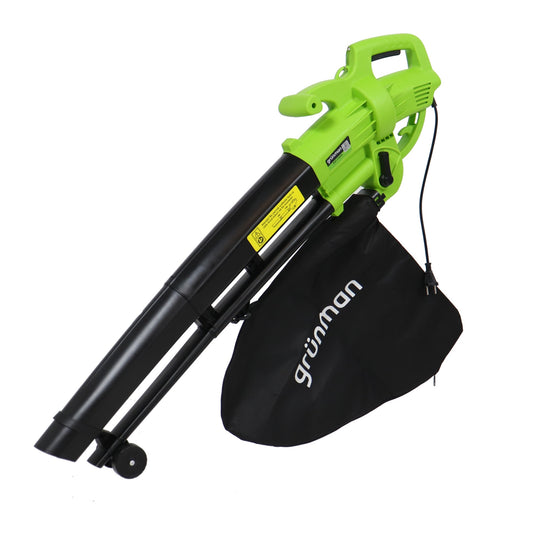 Suflanta sau aspirator cu tocator pentru frunze Grunman SAF-2400Q, 3 kg, electrica, 13.2 mc/min putere aer aspirat, 2400 W, sac 35 l