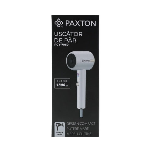 Uscator de par, Paxton, 1800 W, 1 viteza, 3 setari de temperatura, jet aer rece, protectie supraincalzire, alb, 1.8m cablu