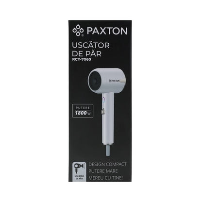 Uscator de par, Paxton, 1800 W, 1 viteza, 3 setari de temperatura, jet aer rece, protectie supraincalzire, alb, 1.8m cablu