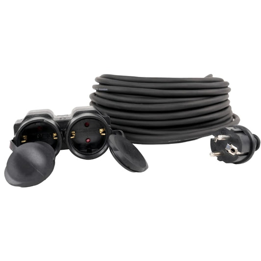 Prelungitor cu fisa si cupla dubla, 15 m, 3 x 1.5 mmp, IP44, negru, 16A, 230V, 3680W, negru