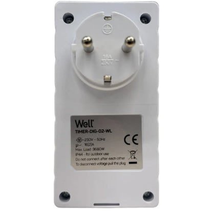 Priza programabila digital, protectie praf, umiditate IP44, protectie copii, 16 A, exterior, interior, 3680W max