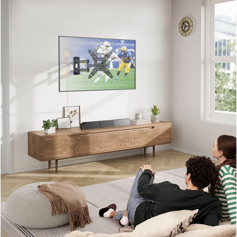 Suport de perete cu brat mobil televizor 14 – 55 inch, maxim VESA 400 x 400, unghi rotitre lateral +-90, TV sau monitor in living, dormitor, birou sau bucatarie, pentru majoritatea modelelor, NETERRA