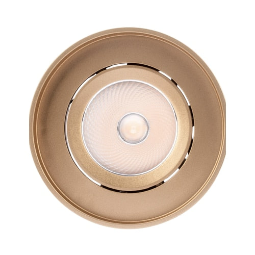 Spot LED aparent, 10 W, 1270 lm, lumina neutra, orientabil, auriu mat, 220V, 11.1 cm inaltime, rotund