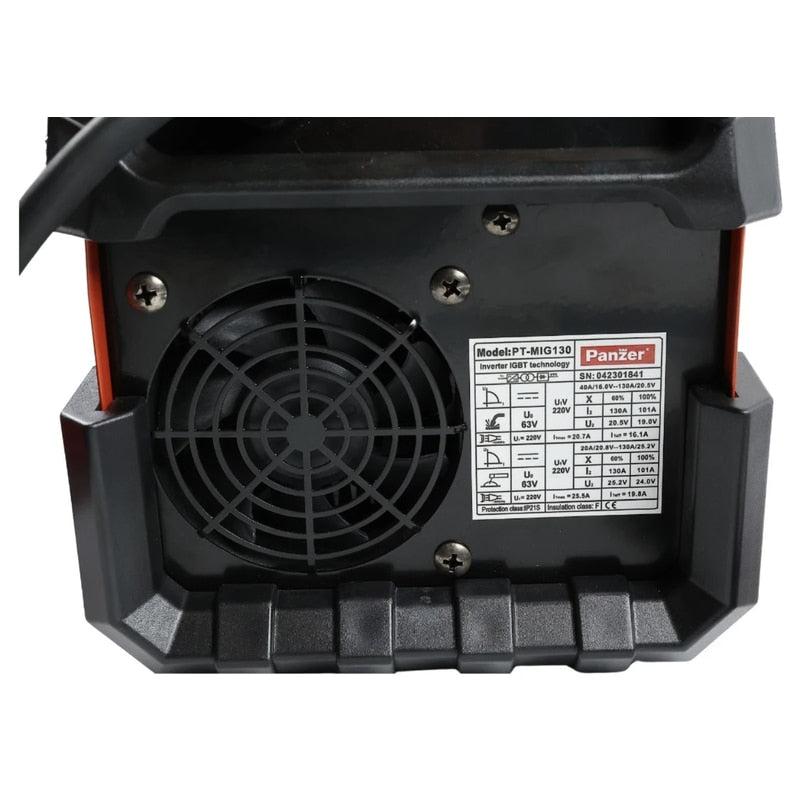 Invertor sudura MMA / MIG, Panzer, curent de sudare de la 20 la 130 A, 4.7kW putere absorbita, electrozi de la 1.6 la 3.2 mm, accesorii incluse, protectie IP21, izolare F, 230V