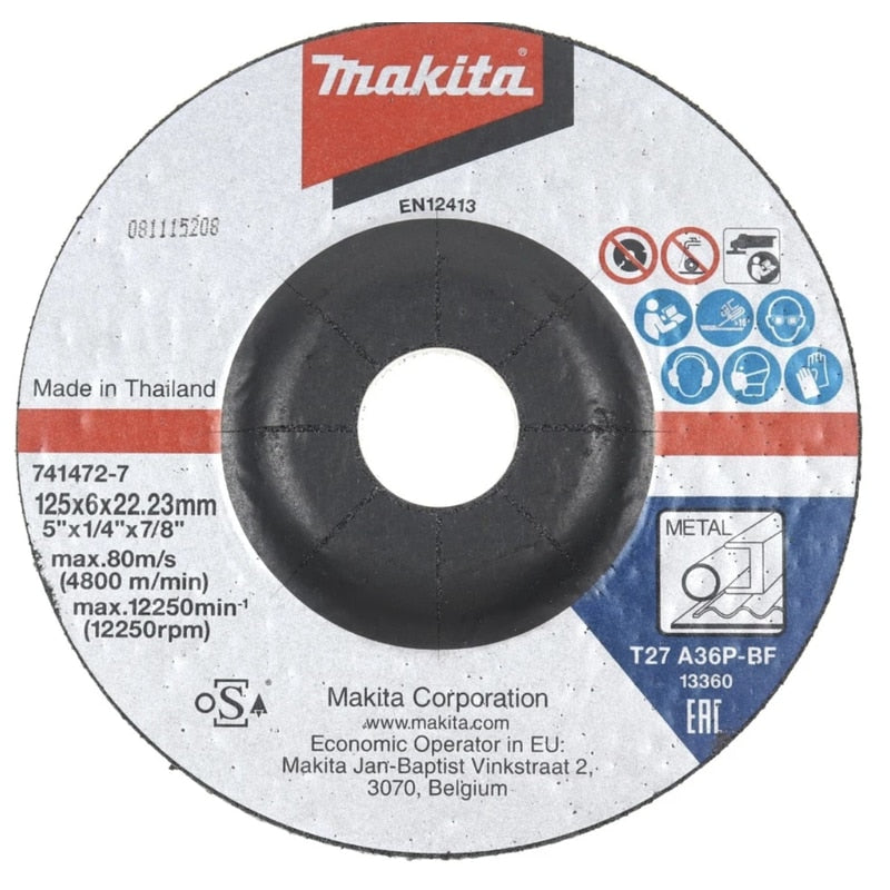 Polizor unghiular Makita, 720 W, turatie 11000 rpm, diametru disc 125 mm, profesional, include aparatoare, cheie splinturi, flansa de prindere, maner auxiliar, piulita pentru flansa, 1.8kg, 220V, M14