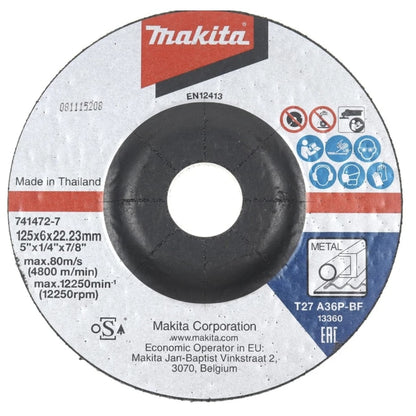 Polizor unghiular Makita, 720 W, turatie 11000 rpm, diametru disc 125 mm, profesional, include aparatoare, cheie splinturi, flansa de prindere, maner auxiliar, piulita pentru flansa, 1.8kg, 220V, M14