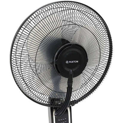 Ventilator cu umidificator Paxton, 75 W, 3 viteze, diametru 43 cm, rezervor apa 3.2 litri, oscilatie, timer, ultrasunete, negru, telecomanda, cu pulverizare apa, 125 cm inaltime, 1.65 m cablu, 7 kg