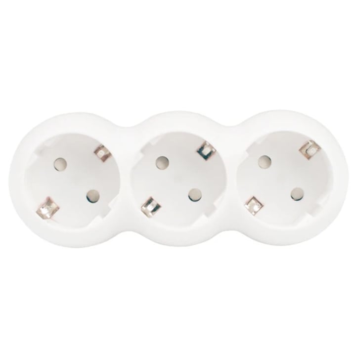 Adaptor 3 prize Line, orizontal, 16A, alb, 3500W max, priza stecher schuko