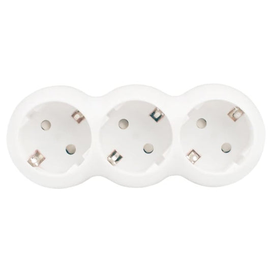 Adaptor 3 prize Line, orizontal, 16A, alb, 3500W max, priza stecher schuko