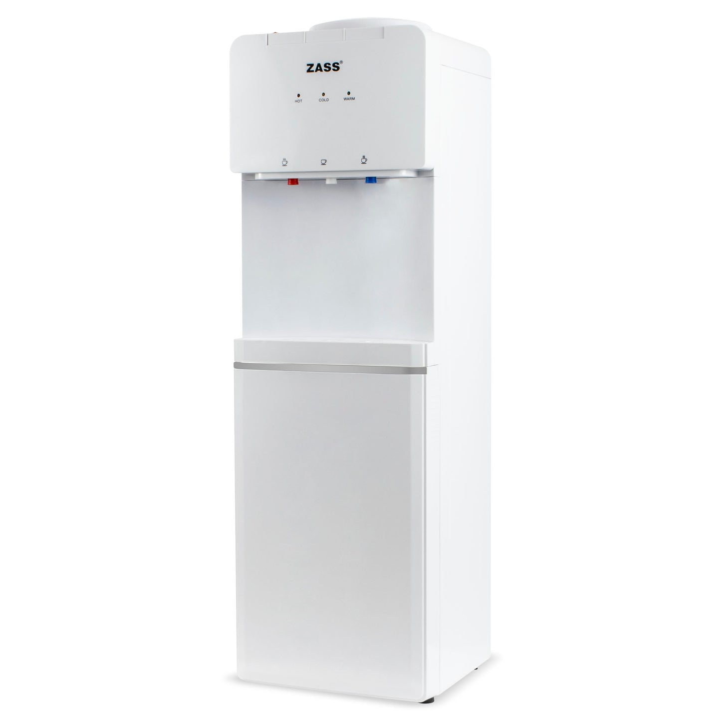 Dozator apa de podea cu compresor Zass ZWD 17 CNS, Putere incalzire 550W, putere racire 90W, compatibil cu bidoane de apa 11 l si 19 l, Silentios 36 dB, Culoare Alb