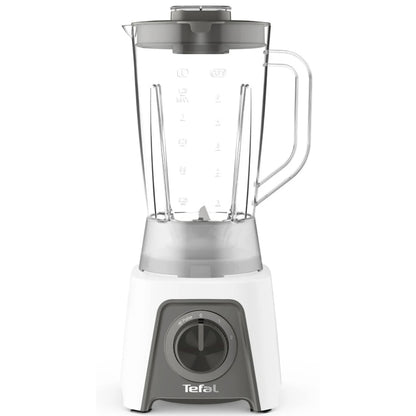 Blender Tefal, 450 W, 2 trepte viteza, 1.5 litri, viteza ajustabila, functie Pulse, antialunecare, bol gradat din plastic, functie zdrobire gheata, Smart Lock, alb, 1.51 kg, 230V, 1.8 m
