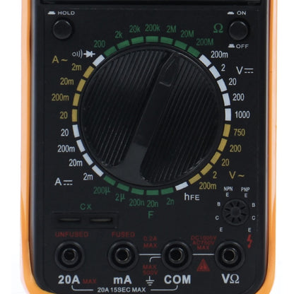 Multimetru digital Hoff, ecran LCD 3x6 cm, masurare tensiune AC/DC, maxim 1000V DC, 700V AC, 10A, 200M ohm, set complet