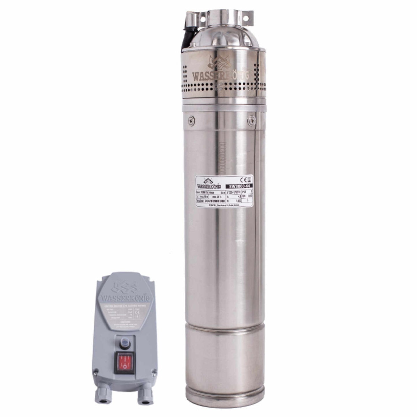 Pompa submersibila, apa curata, carcasa pompei din material inoxidabil, 3 mc/h, inaltimea maxima de refulare 64 m, 1000 W
