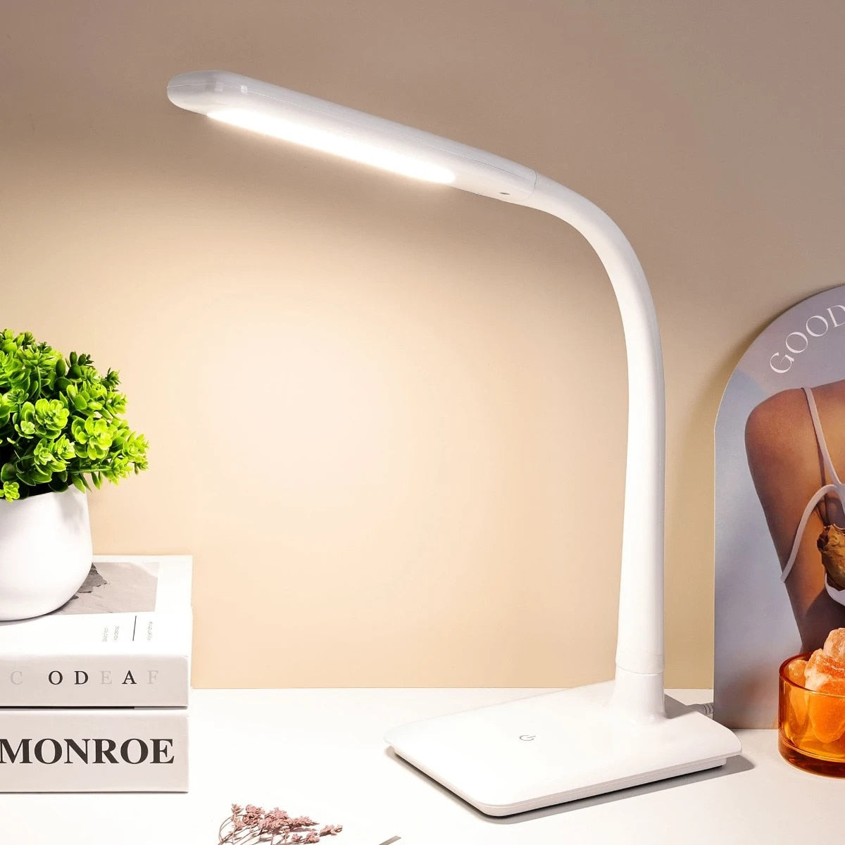 Veioza LED Hoff Billy, 8.5 W, 530 lm, lumina neutra, dimabil, alb, modern