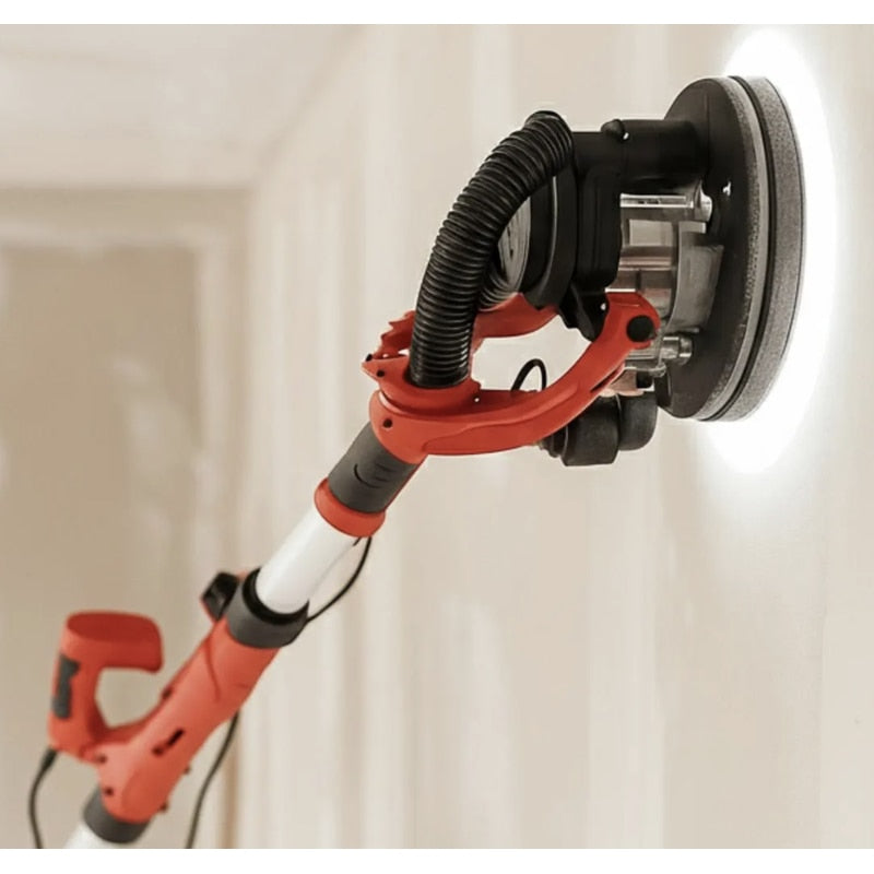 Slefuitor pentru pereti / masina de slefuit gips carton, Panzer, pliabil, 750 W, 1700 rpm, Dimensiuni hartie de slefuire Velcro 225 mm, cu iluminare LED, cu valiza si sac colector, 10 kg, 90 dB
