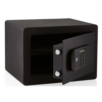 Seif Yale, inchidere electronica, cu amprenta, cod, cheie, otel, negru, 25 x 35 x 30 cm, 12.1 kg, siguranta ridicata, alimentare 4 baterii AAA, include chit ancorare, Rezistenta la efractie, 20.5 l