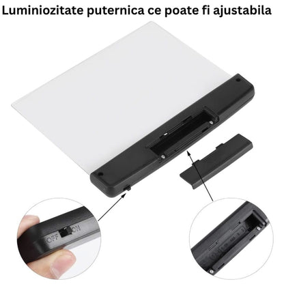 Panoul luminos LED pentru citit, accesoriu modern si practic, creat pentru lectura confortabila in conditii de lumina redusa, iluminare uniforma, lumineaza intreaga pagina, fara reflexii, NETERRA