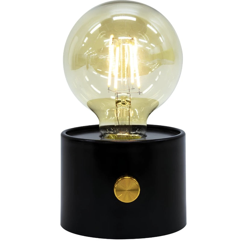 Veioza LED Hoff Phil, 0.8 W, 120 lm, lumina calda, dimabil, sursa inclusa, negru, alimentare 3 baterii AA, modern, metal + plastic, comutator ON OFF