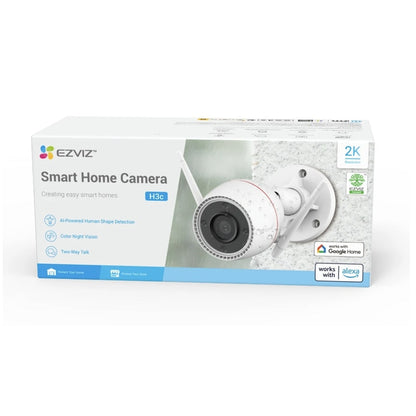 Camera de supraveghere smart, inteligenta EZVIZ, 4MP, Wi-Fi, rezolutie 2K+, audio bidirectional, protectie IP67, exterior, Android, iOS, 512gb max, 12V, fixa