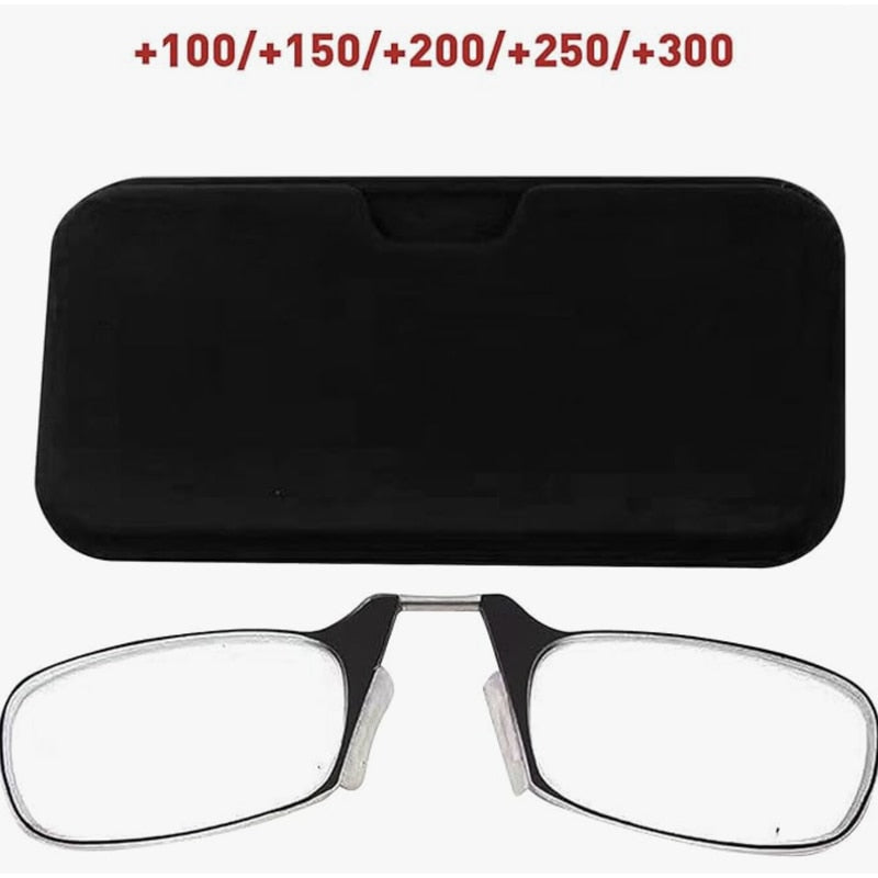 Ochelarii de citit fara brate, moderni, compacti, portabili, citit rapid oriunde te afli, dioptrie +1.00, fixare direct pe nas, negru, lipit pe spatele telefonului, calitate superioara, brand NETERRA
