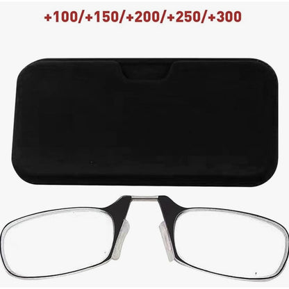 Ochelarii de citit fara brate / rame, solutie moderna, compacta, portabili, citit rapid oriunde te afli, fixare direct pe nas, negru, lipit pe spatele telefonului, calitate superioara, brand NETERRA
