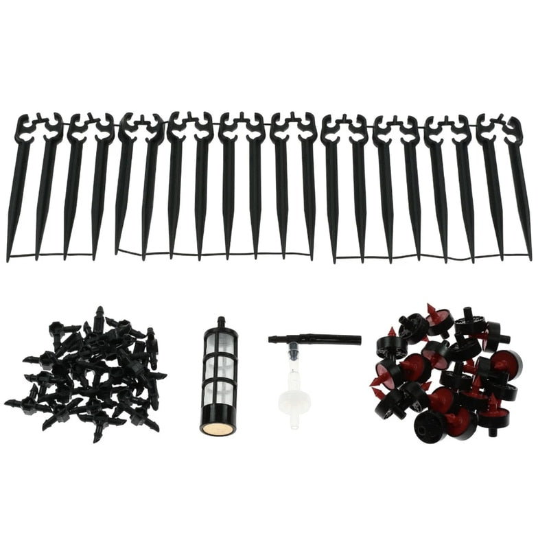 Kit pentru irigatii prin picurare GF Aquatime, cu programator solar, furtun + accesorii, plastic, furtun 4 x 6 mm, 20 picuratoare, 2 l/h, rola 20 m, set, irigarea eficienta, ecologica a 20 ghivece