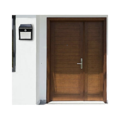 Lampa solara cu LED Hoff, 2.5 W, 160 lm, lumina rece, cu senzor de miscare PIR, 2 moduri de iluminare, negru, IP65, exterior, modern, 20.000 ore autonomie