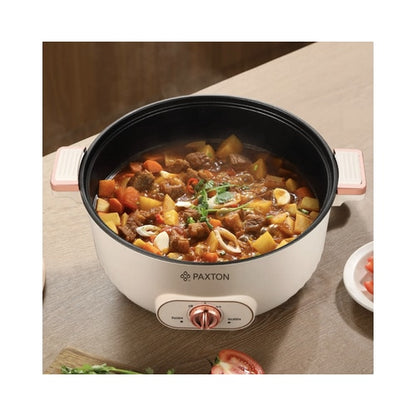 Multicooker, oala electrica Paxton, 1600 W, 7 litri, 2 trepte de putere, incalzire circulara, gatire sub micro-presiune, digital, capac detasabil, bej