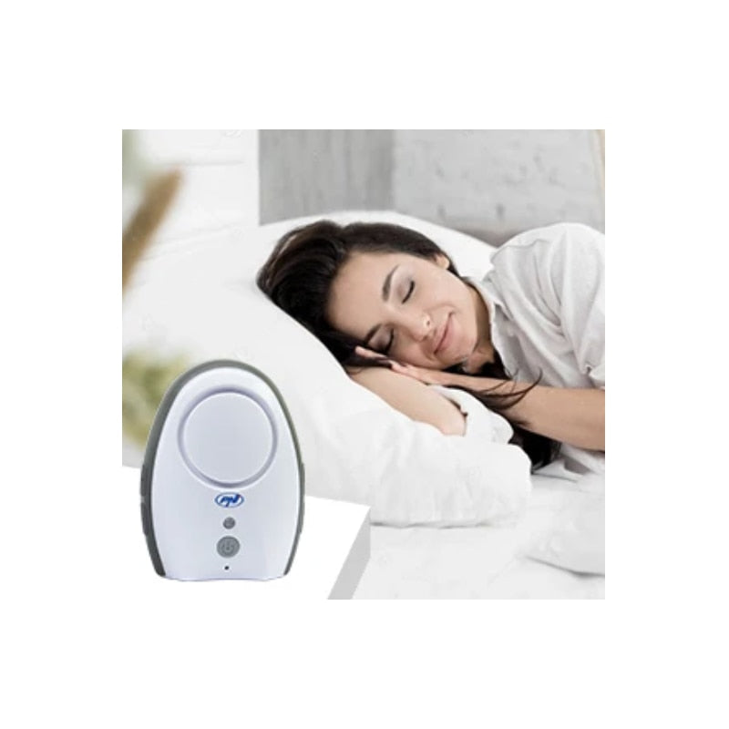 Audio baby monitor PNI, wireless, cu lampa de veghe, cu difuzor, functie VOX si Pager, sensibilitate microfon reglabila fara fir, include 6 baterii x AAA, din plastic, alb, receptor alimentare 230 V