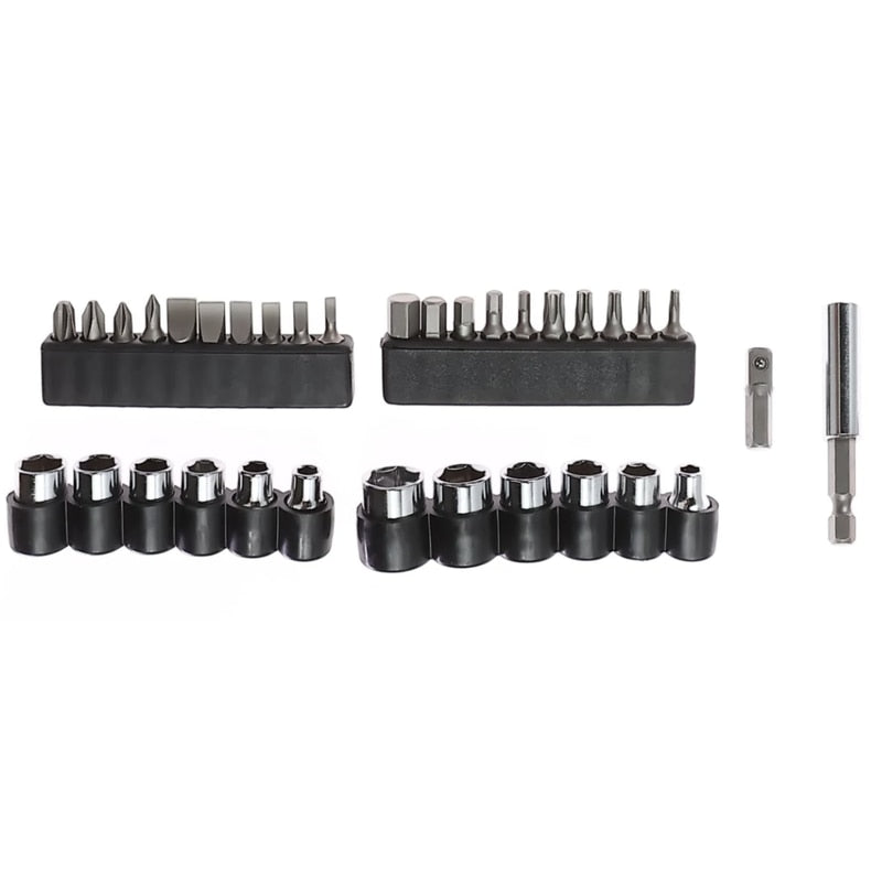 Set surubelnite cu clesti si 34 accesorii Holzer Profi, surubelnita cu clichet, surubelnite drepte, cleste cu varf ascutit sau tais inclinat, adaptor pentru biti, prelungitor magnetic