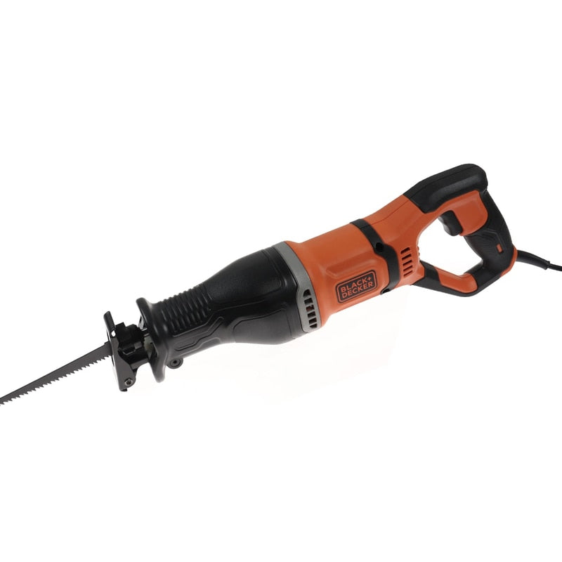 Fierastrau sabie, Black Decker, 750 W, pentru taieri in metal, plastic sau lemn, eficienta sporita a taierii, maner cauciucat, cursa de 20 mm, otel 10 cm, lemn 30 cm, 2800 curse / min, 230V, 2.2 kg