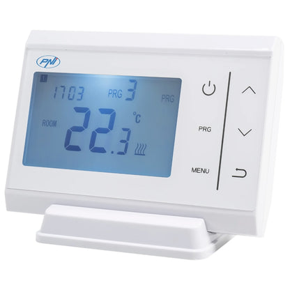Termostat de ambient pentru centrala, wireless, fara fir, PNI, programabil, afisaj digital, protectie inghet, programare pe zile, IP30, alb, acuratete 0.1 grade, 2 x AAA, de la 5 - 35 grade