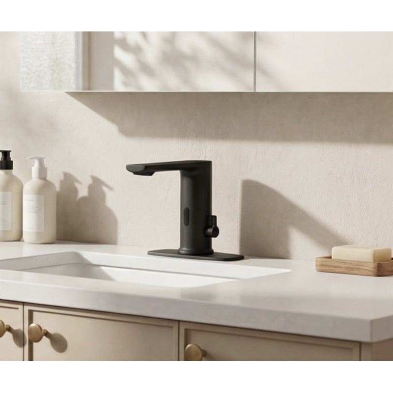 Bateria sanitara pentru lavoar, cu senzor NETERRA®, moderna si practica pentru baie, utilizare fara atingere, economisirea apei, din alama si materiale rezistente la uzura, birouri, spatii comerciale