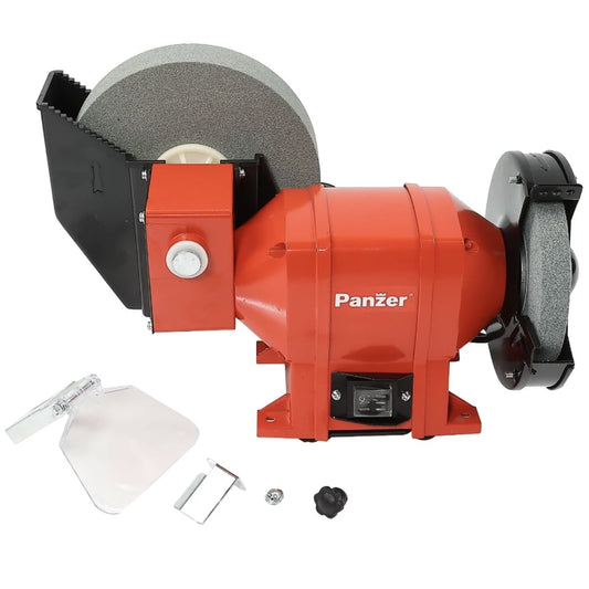 Polizor de banc Panzer, 250W, 2950rpm, 150mm, polizare uscata si umeda, scut de protectie pentru ochi, ideal pentru ascutirea cutitelor, daltilor si altor scule de taiere, 230V, ventilare racire