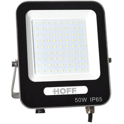 Proiector LED Hoff 50 W, 4250 lm, lumina rece 6500K, IP65, 205x183x26mm, negru