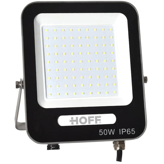 Proiector LED Hoff 50 W, 4250 lm, lumina rece 6500K, IP65, 205x183x26mm, negru