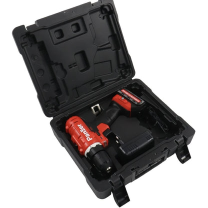 Masina de gaurit si insurubat, cu 1 acumulator inclus, 12 V, 1.5 Ah, Panzer, 1500 rpm, mandrina rapida, cu valiza, 2 trepte viteza