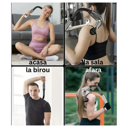 Pistolul electric de masaj muscular cu percutie este, modern, relaxare musculare, recuperarii efort fizic, 4 in 1 capete interschimbabile, masaj profund spate gat, umeri, brate si picioare, NETERRA