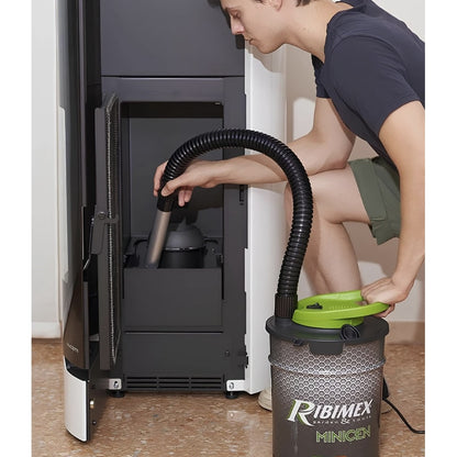 Aspirator cenusa, Ribimex, 10 l, 800 W, filtru HEPA, 230V, 17kPa putere aspirare, 1.5 m cablu, 27 l / sec, maner transport, tub metalic, negru si verde, 26 x 26.5 x 36.5 cm, 2.34 kg