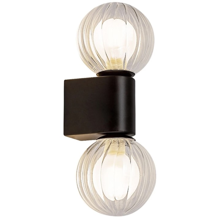 Aplica Rabalux pentru baie, 2 x G9, metal, negru, IP44, 270x100x110mm